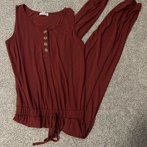 NaNa Burgundy Top with Button Accent